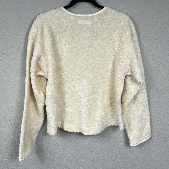 NWT Helmut Lang Shaggy Fleece V Neck Sweater Cream Oversized Faux Fur Sz L - Picture 7 of 16